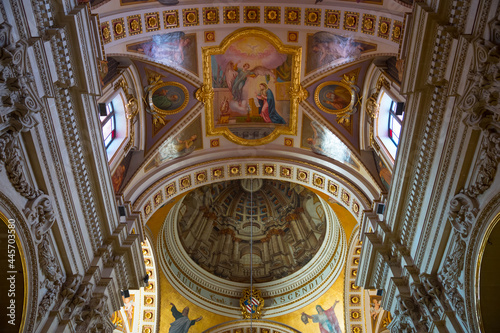 Rabat, Gozo, Malta. Cathedral of the Assumption ceiling. Victoria, Gozo Cittadella, Malta. Beautiful religious monument.