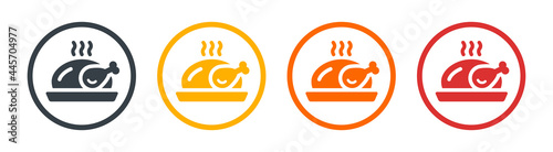 Chicken roasted icon vector illustration. Hot meal for dinner concept.