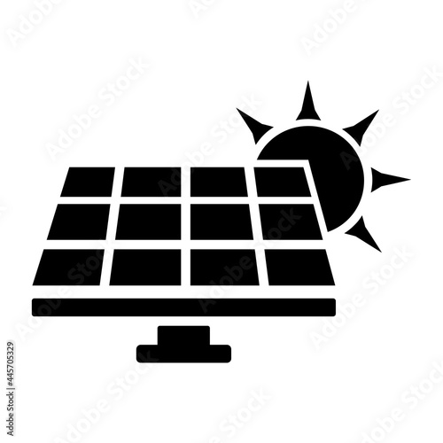 Photovoltaics icon isolated on white background. Solar power concept
