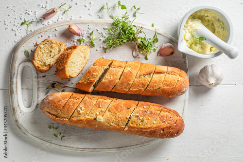 Delicious garlic bread with...