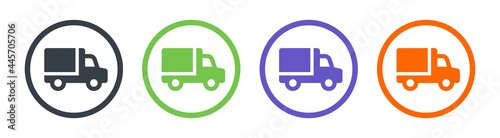 Truck icon set in colorful design. Transportation vector concept