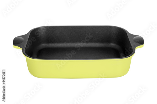 Bright colorful home cookware for cooking different dishes on the stove