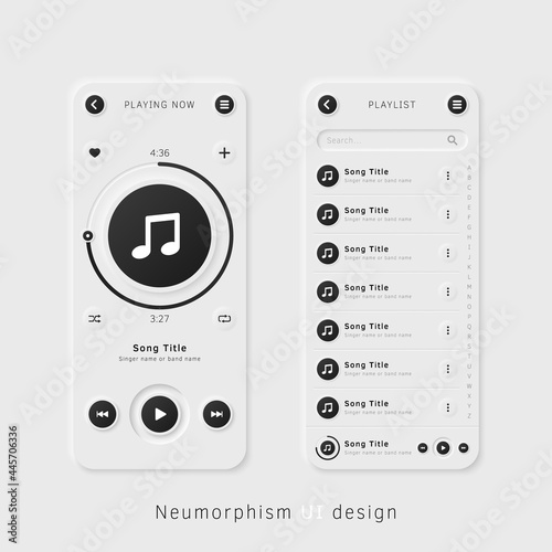User interface elements for mobile app. Neumorphism User interface design kit. Neumorphism UI UX icons set.