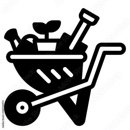 wheelbarrow glyph icon