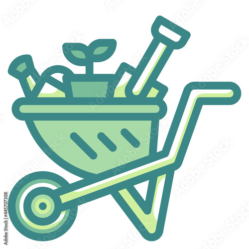 wheelbarrow blue line icon