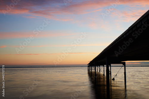 Peaceful sunset at Vadum Beach near Skive in Denmark  