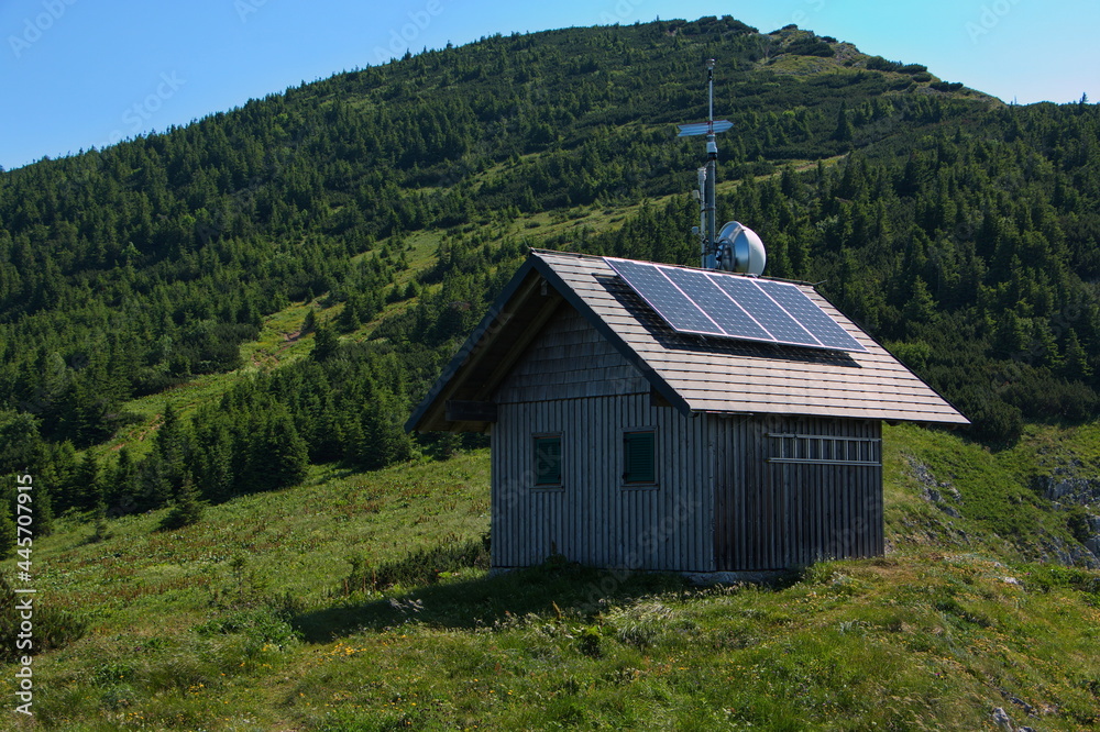 Mountain hut on Huettenkogel at Oetscher in Austria, Europe
