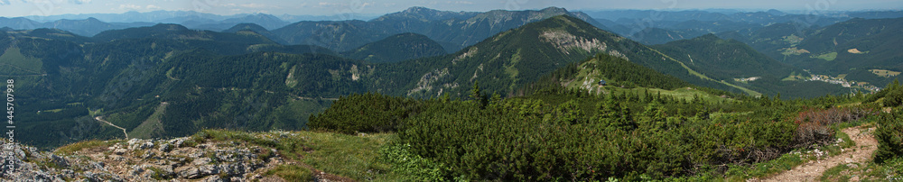 View of mountain panorama from Oetscher in Austria, Europe
View of mountain panorama from Oetscher in Austria, Europe