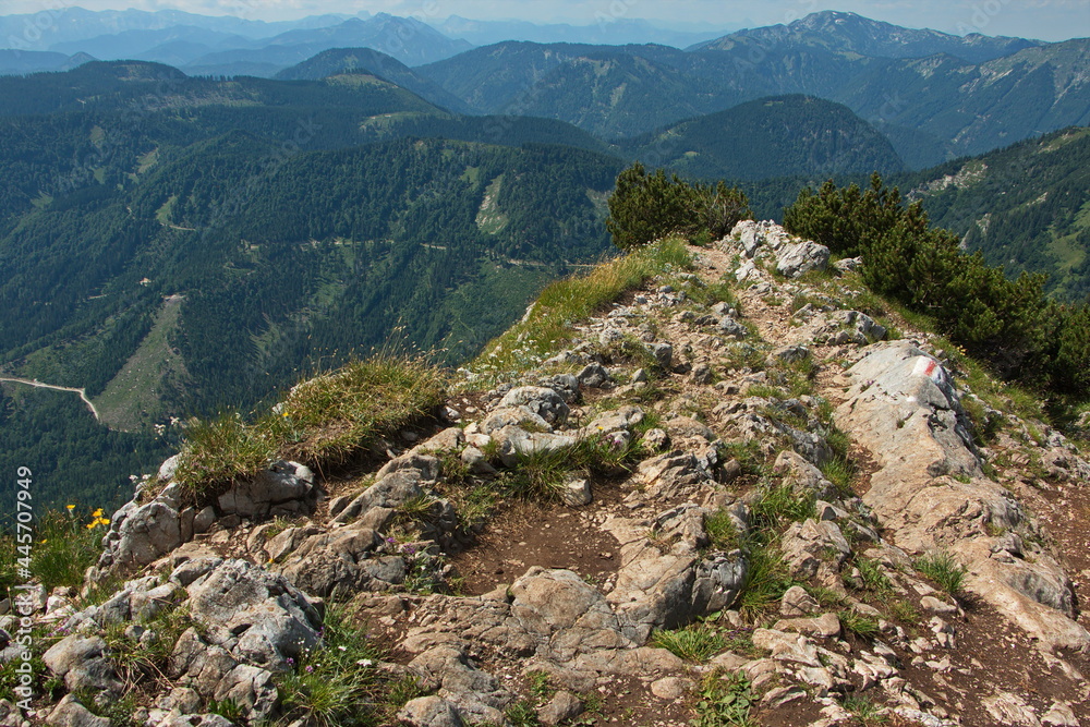 View of mountain panorama from Oetscher in Austria, Europe
