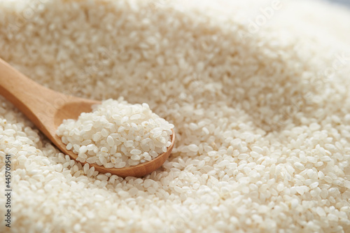 rice in a wooden spoon