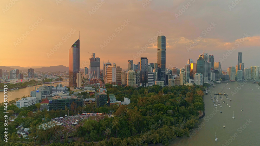 Brisbane City, Queensland, Australia Aerials Sunset Sunrise
