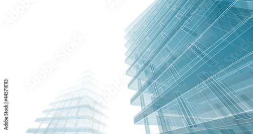 Modern architecture digital background 3d illustration