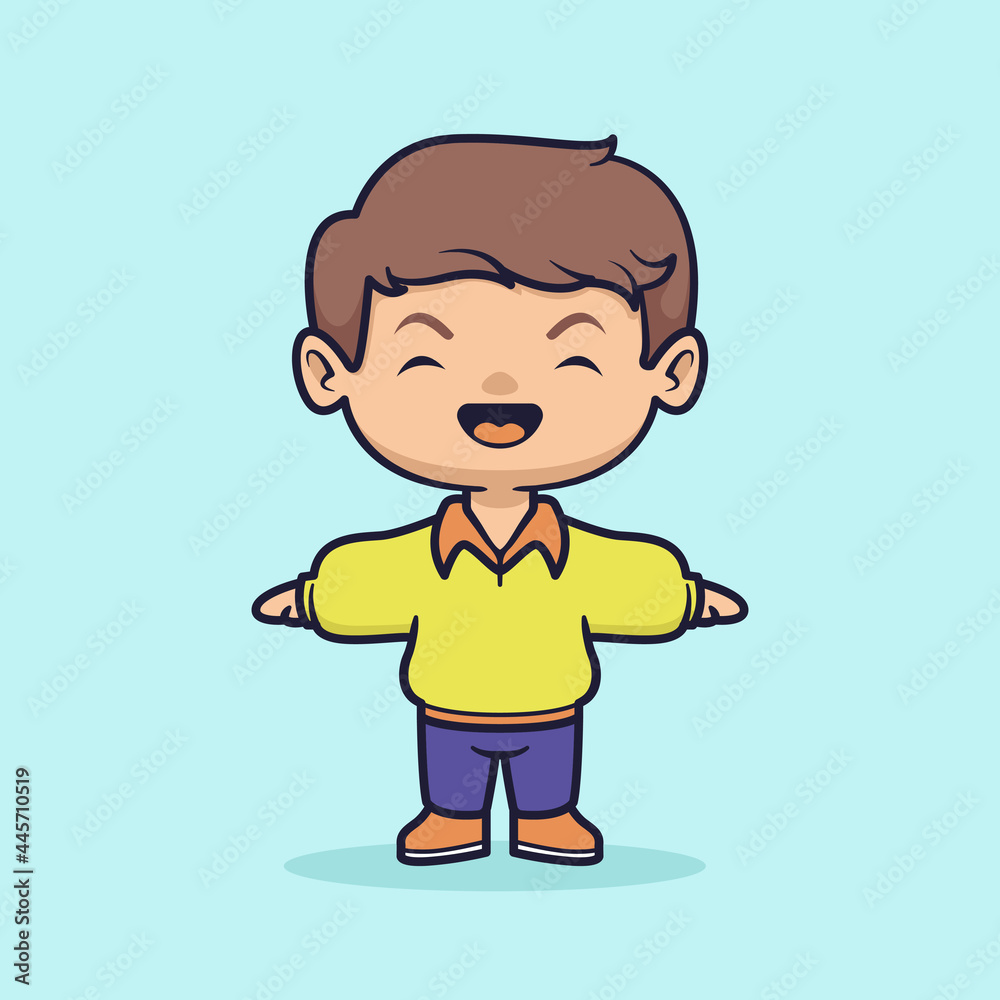 Cute happy boy vector illustration
