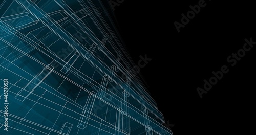 Modern architecture digital background 3d illustration