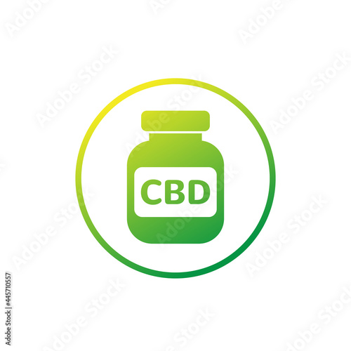 CBD oil bottle icon in circle