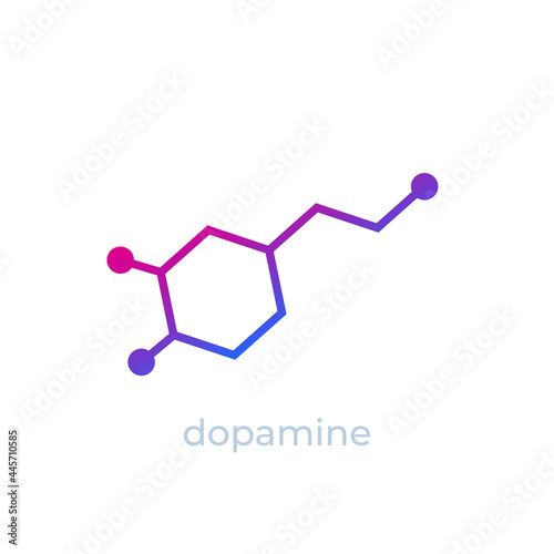 dopamine molecule icon on white