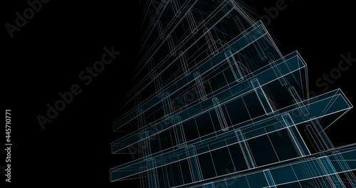 Modern architecture digital background 3d illustration