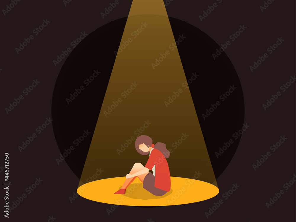人物俯きスポットライト 女性 Stock Vector Adobe Stock