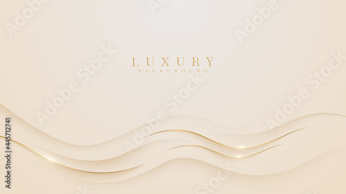 Gold wave luxury sparkling on cream pastel color background, Illustration from vector about modern template design that feels precious and expensive.