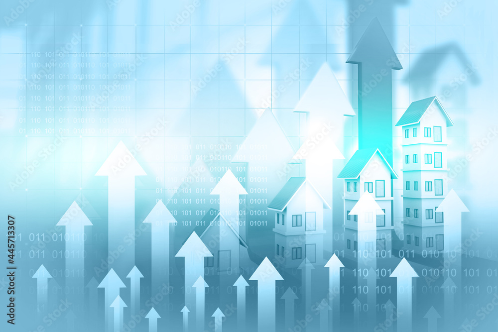 Real estate growth chart. 3d illustration Real estate growth chart. 3d illustration