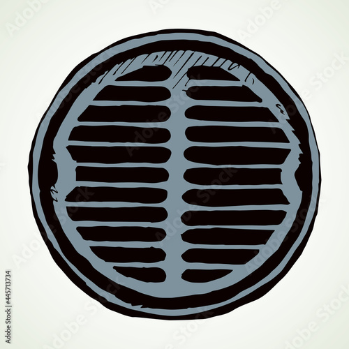 Round manhole cover. Vector drawing