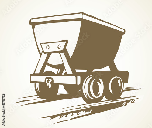 Iron miner's trolley. Vector drawing