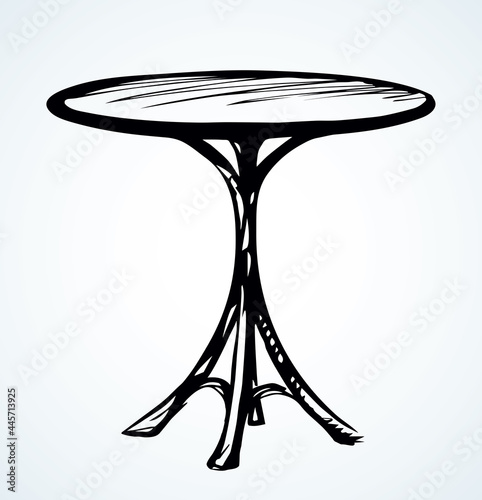 A small round table. Vector sketch drawing