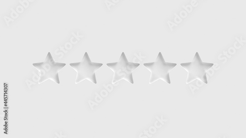 Fototapeta Naklejka Na Ścianę i Meble -  Five star rating. Zero of the five gold rating stars on a white background. Rate a company or app online. 5 gold stars for customer quality review illustration.