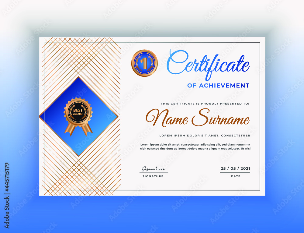 Fototapeta premium certificate of achievement modern abstract decorative design templates