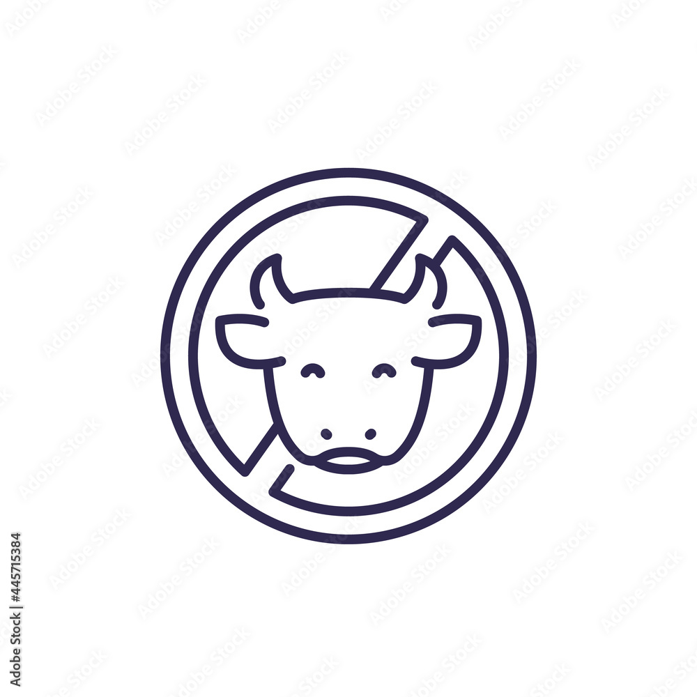 dairy free line icon with a cow