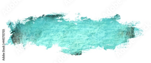 Abstract turquoise smudge isolated texture on the white background, brush stroke design, ripped paper, wallpaper graphic	
