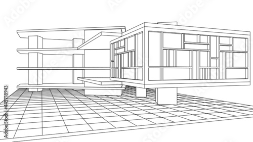 modern house construction design 3d rendering