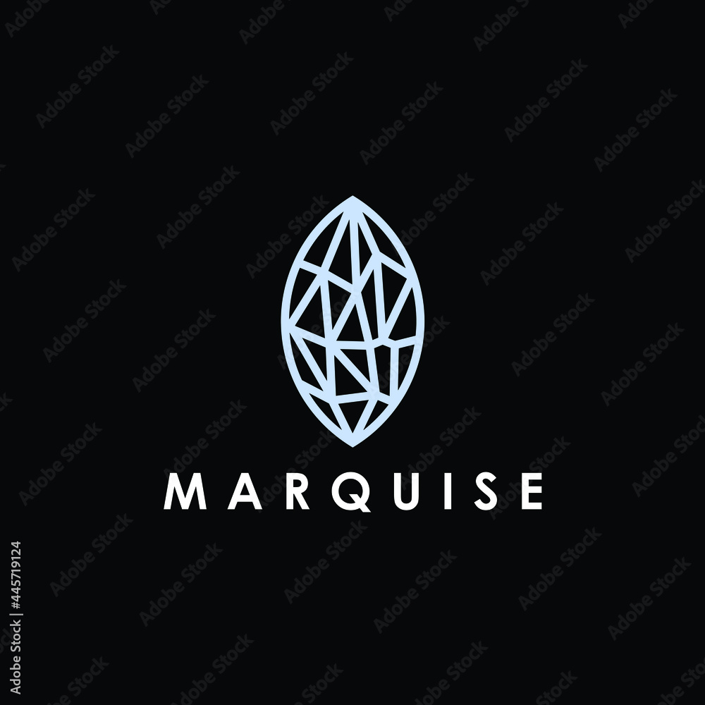 marquise diamond exclusive gemstone logo design vector illustration