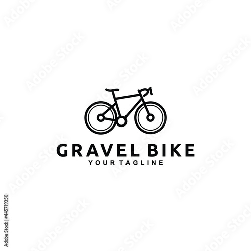 gravel bike line art logo design vector illustration outdoor sport 