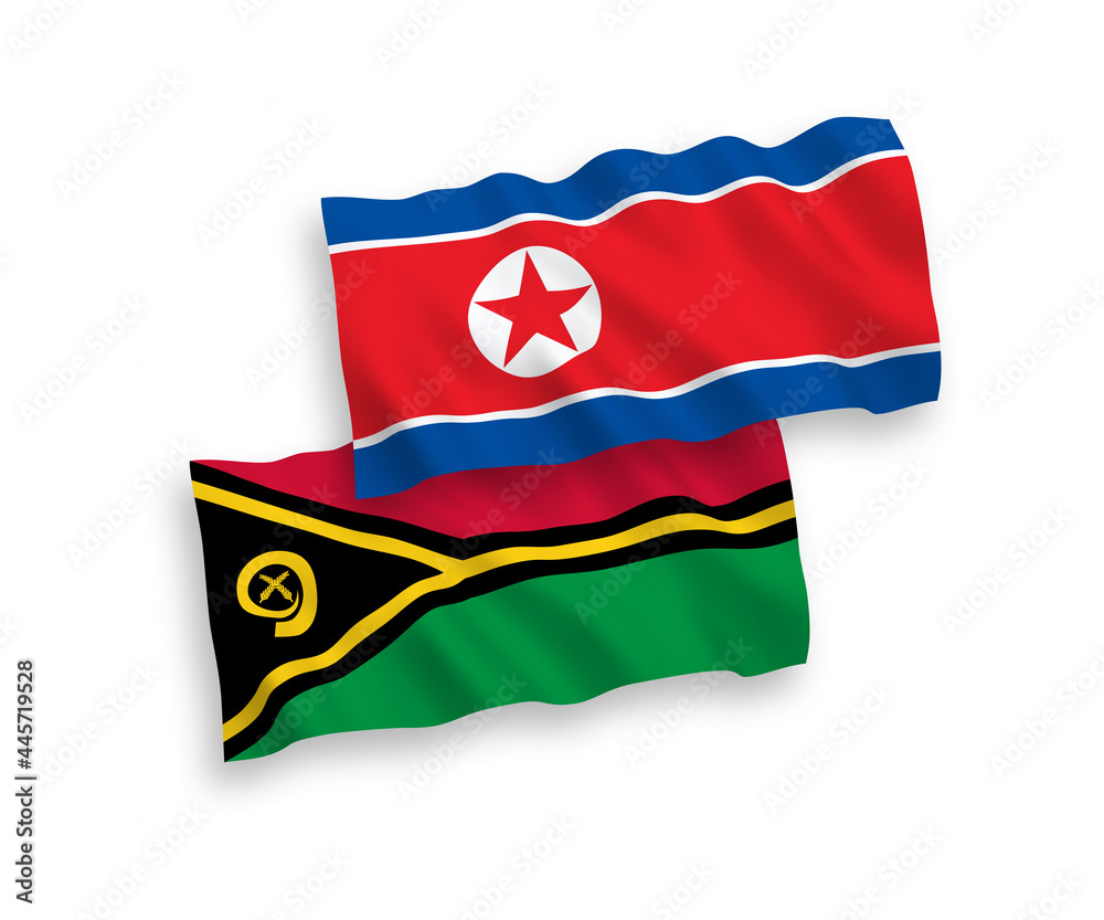 Flags of North Korea and Republic of Vanuatu on a white background Flags of North Korea and Republic of Vanuatu on a white background