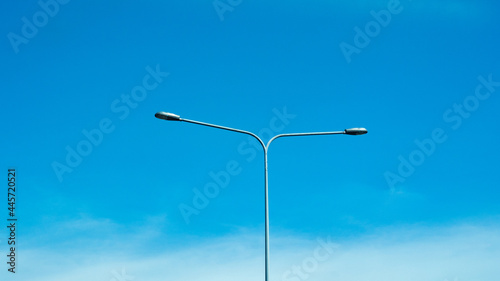 electric pole and blue sky background