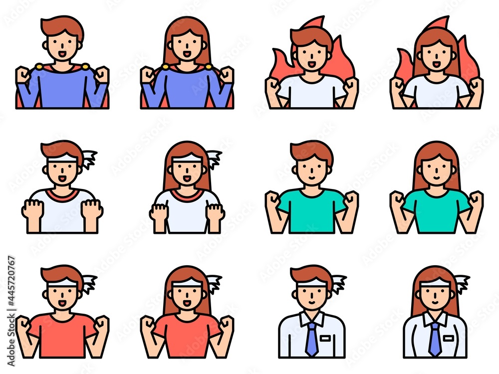Positive Thinking And Motivation Avatar set, vector illustration Positive Thinking And Motivation Avatar set, vector illustration