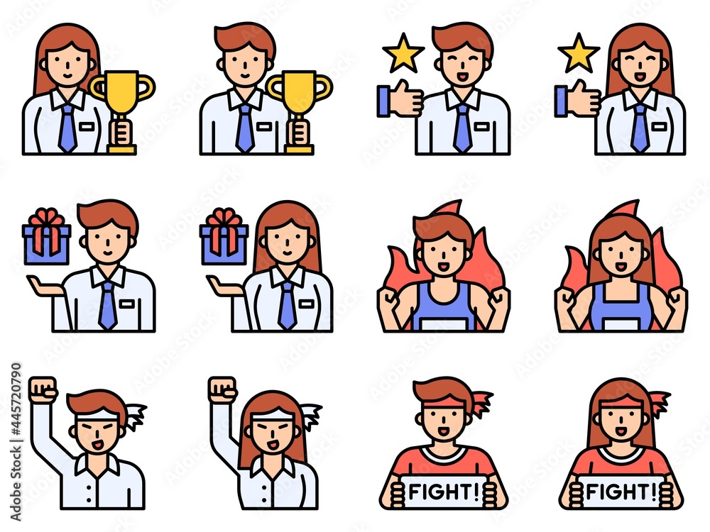 Positive Thinking And Motivation Avatar set 5, vector illustration Positive Thinking And Motivation Avatar set 5, vector illustration