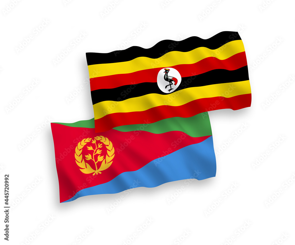 Flags of Eritrea and Uganda on a white background Flags of Eritrea and Uganda on a white background