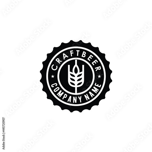 craft beer brewery stamp label sticker logo design vector illustration