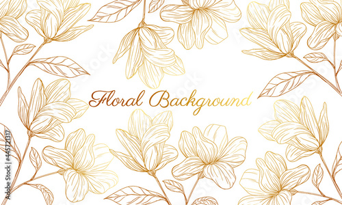 beautiful decorative hand drawn wedding golden floral background