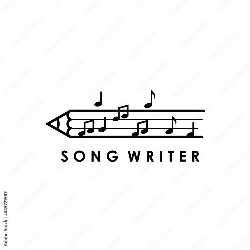 pencil with note music song writer logo design vector illustration pencil with note music song writer logo design vector illustration