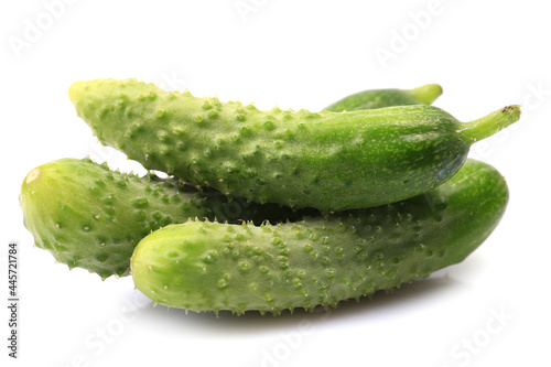 Fresh cucumbers on a white background