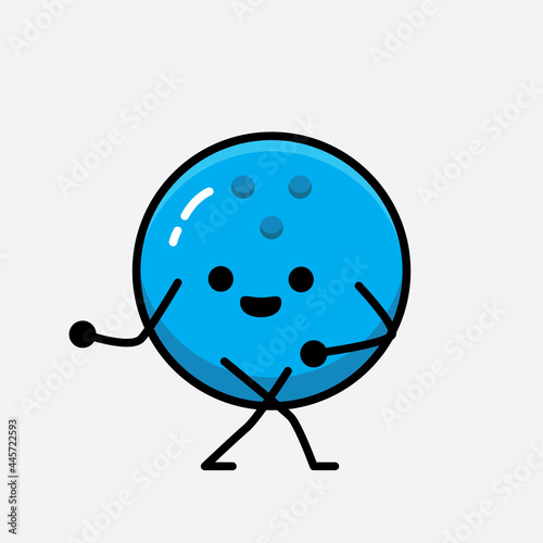 Vector Illustration of Bowling Ball Character with cute face and simple body line drawing photo