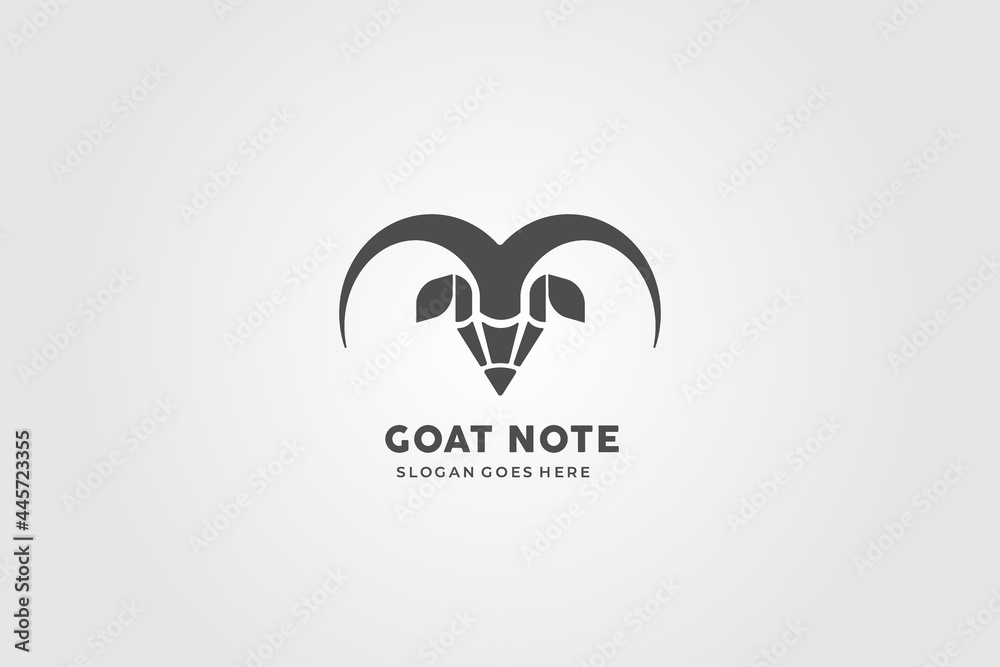 combination of pencil and horn visualize goat logo design idea. usable logo for business. education conference. community, technology logo design template illustration. there are pen and tree combination of pencil and horn visualize goat logo design idea. usable logo for business. education conference. community, technology logo design template illustration. there are pen and tree