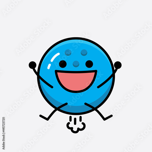 Vector Illustration of Bowling Ball Character with cute face and simple body line drawing