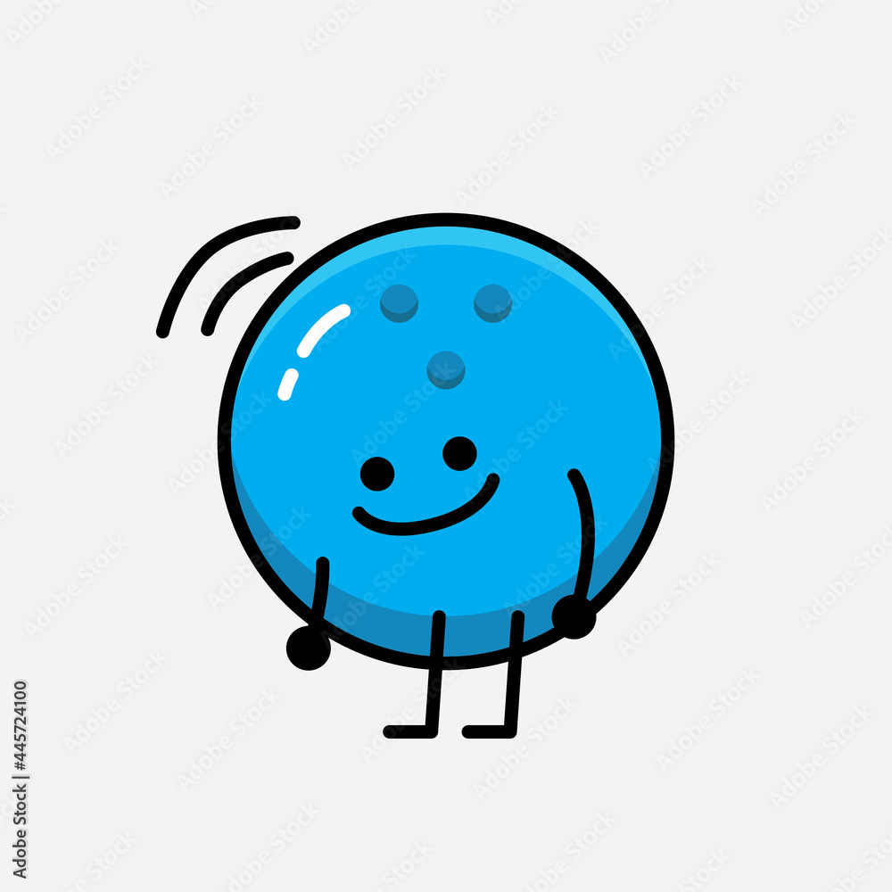 Vector Illustration of Bowling Ball Character with cute face and simple