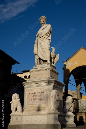 Renaissance statue of Dante Alighieri, Piazza Santa Croce, UNESCO World Heritage Site, historic centre, Florence, Tuscany, Italy photo