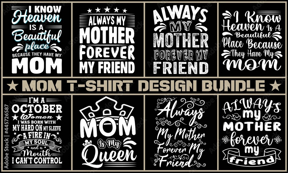 Fototapeta Mothers day and mom t-shirt design bundle. Typography T-shirt design.