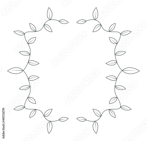 Frame from leaves, frame from wreaths, for portraits, for icons, decor, plants, contour drawing,